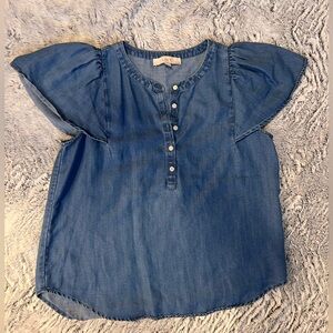 LOFT Denim Blue Button-Up Blouse